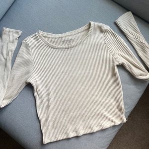 Cream ribbed American Eagle long sleeve top